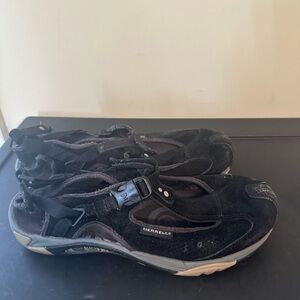 Merrell Siren Cassia Blk Suede Womens 8 Mary Jane Hiking Vibram Sandals. EUC.